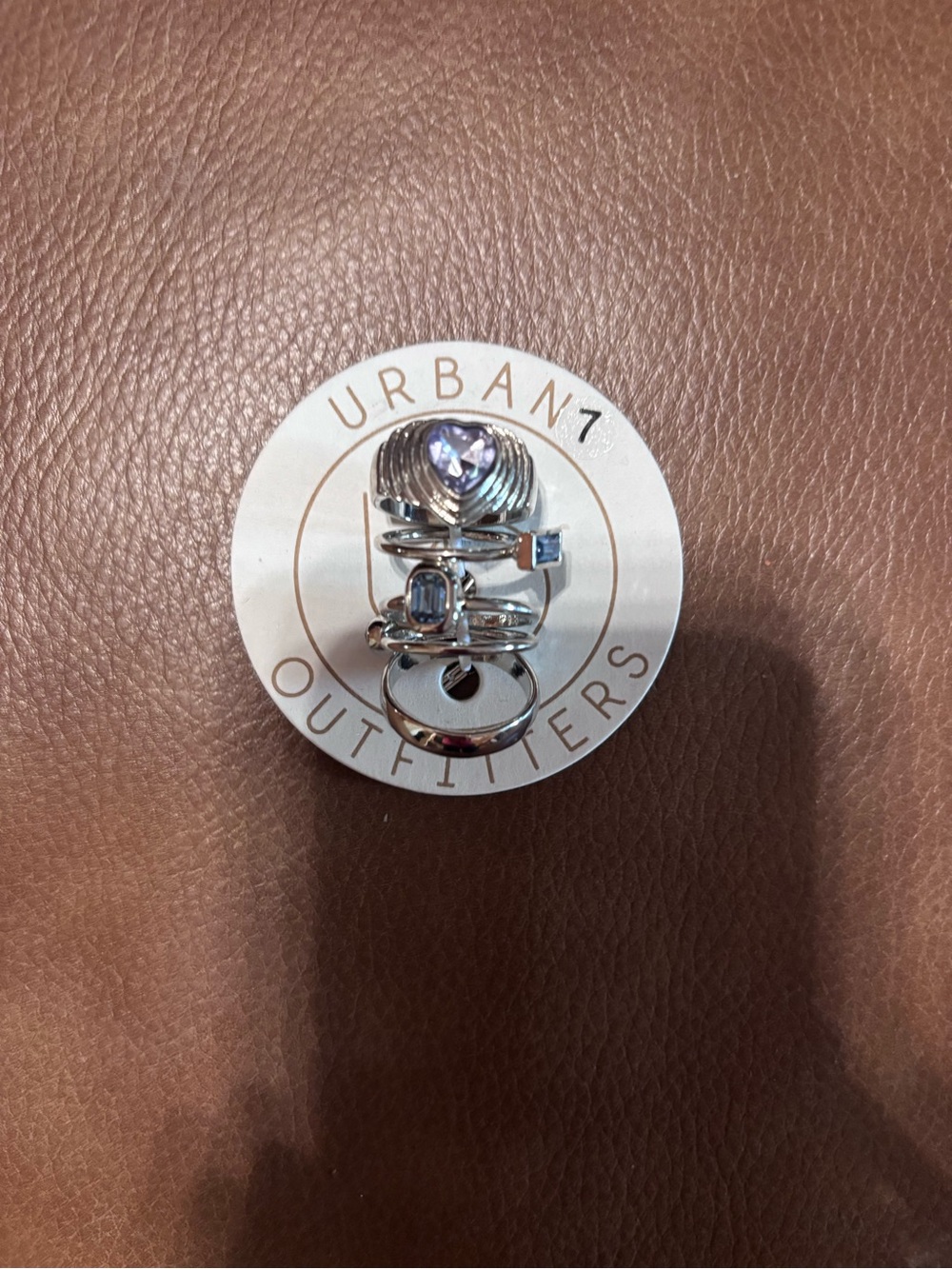 Urban Outfitters Silver Stackable Rings with Lavender Gem Accents